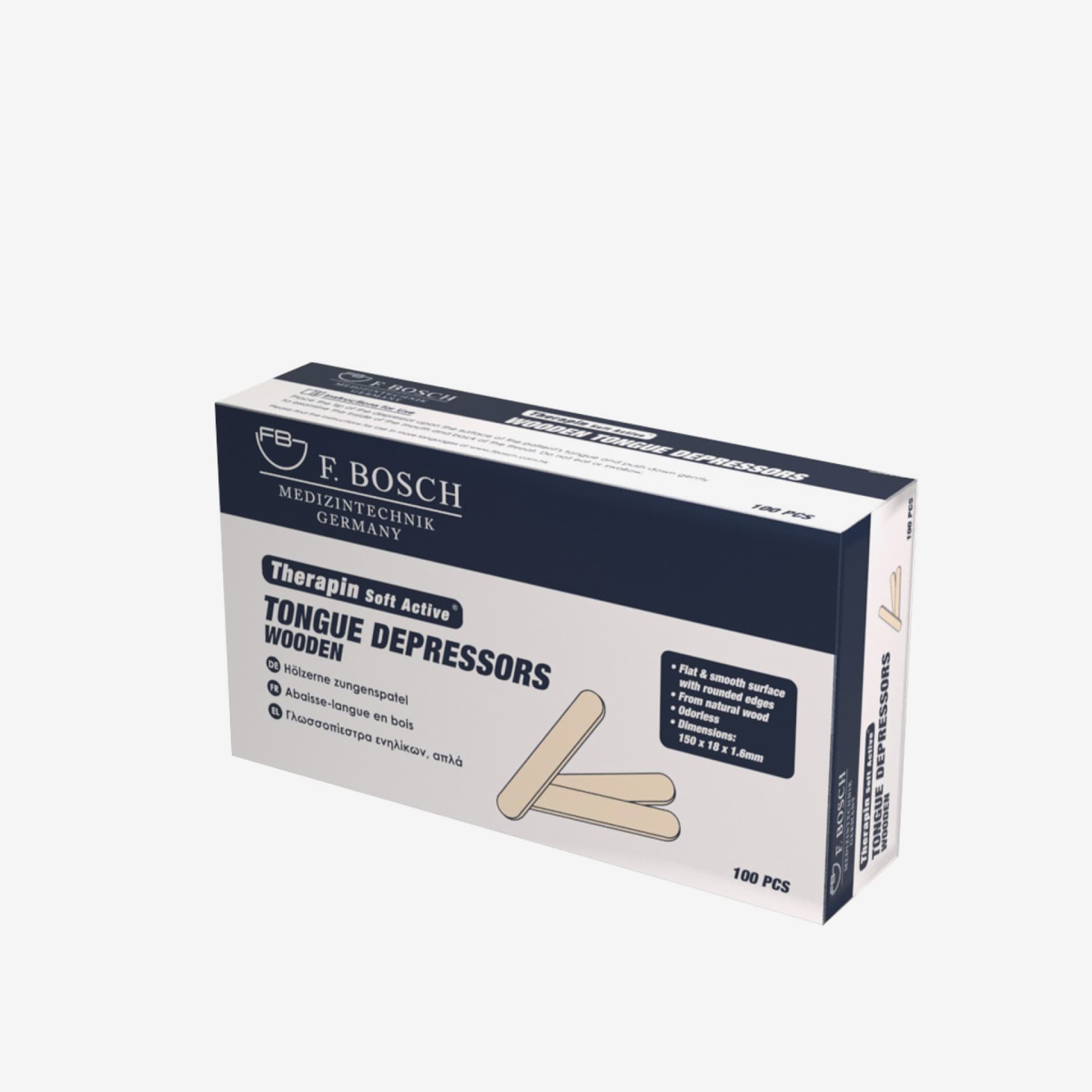 FBHEAL-1006: F. Bosch Therapin Soft Active® Tongue Depressors, wooden, sterile
