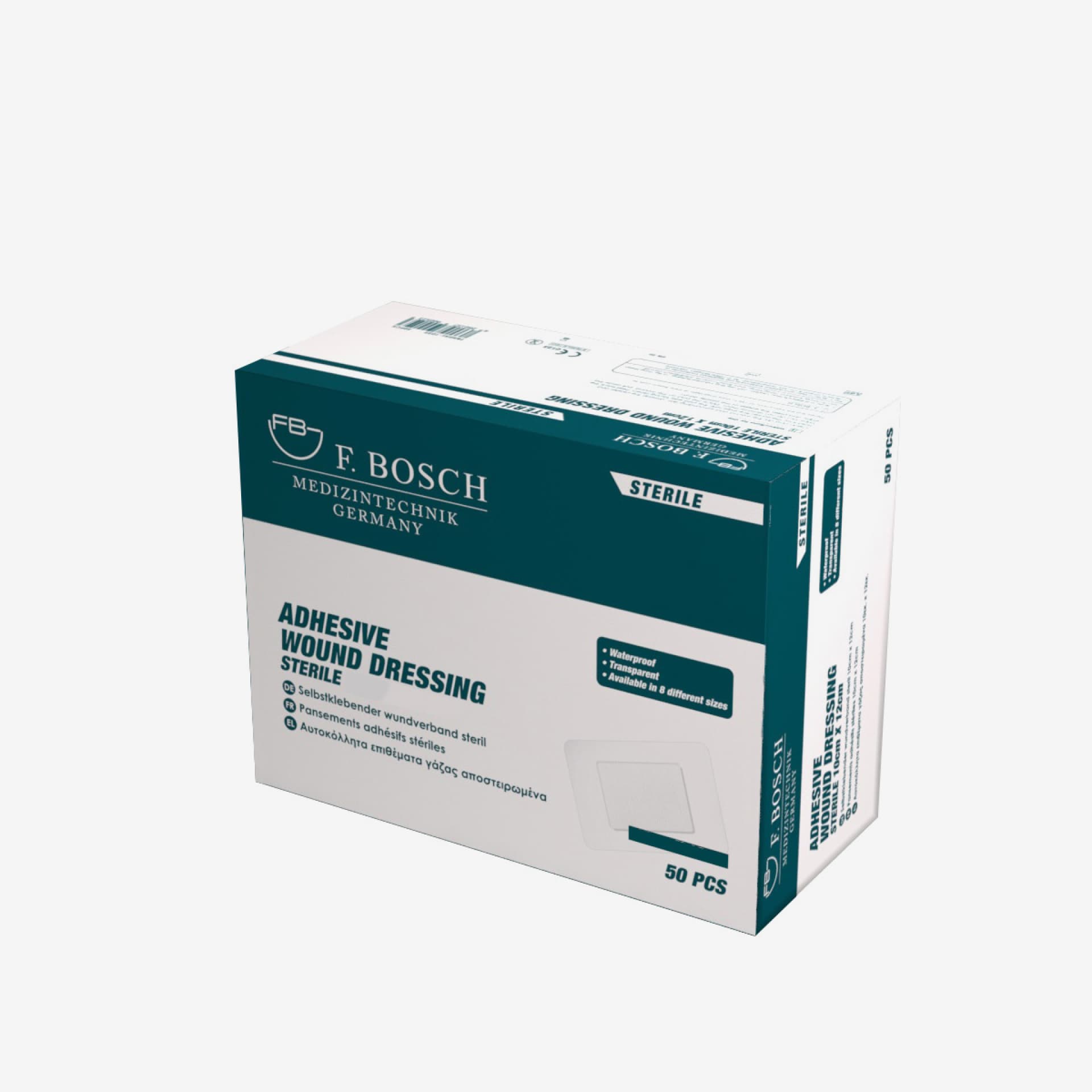 FBHEAL-1020: F. Bosch Adhesive Wound Dressing, Sterile, 6cm x 8cm