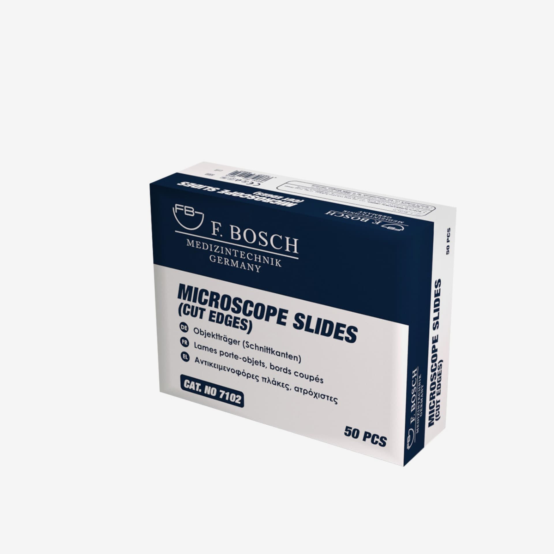 FBHEAL-1028: F. Bosch Microscope Slides (Ground Edges), Cat. No 7101