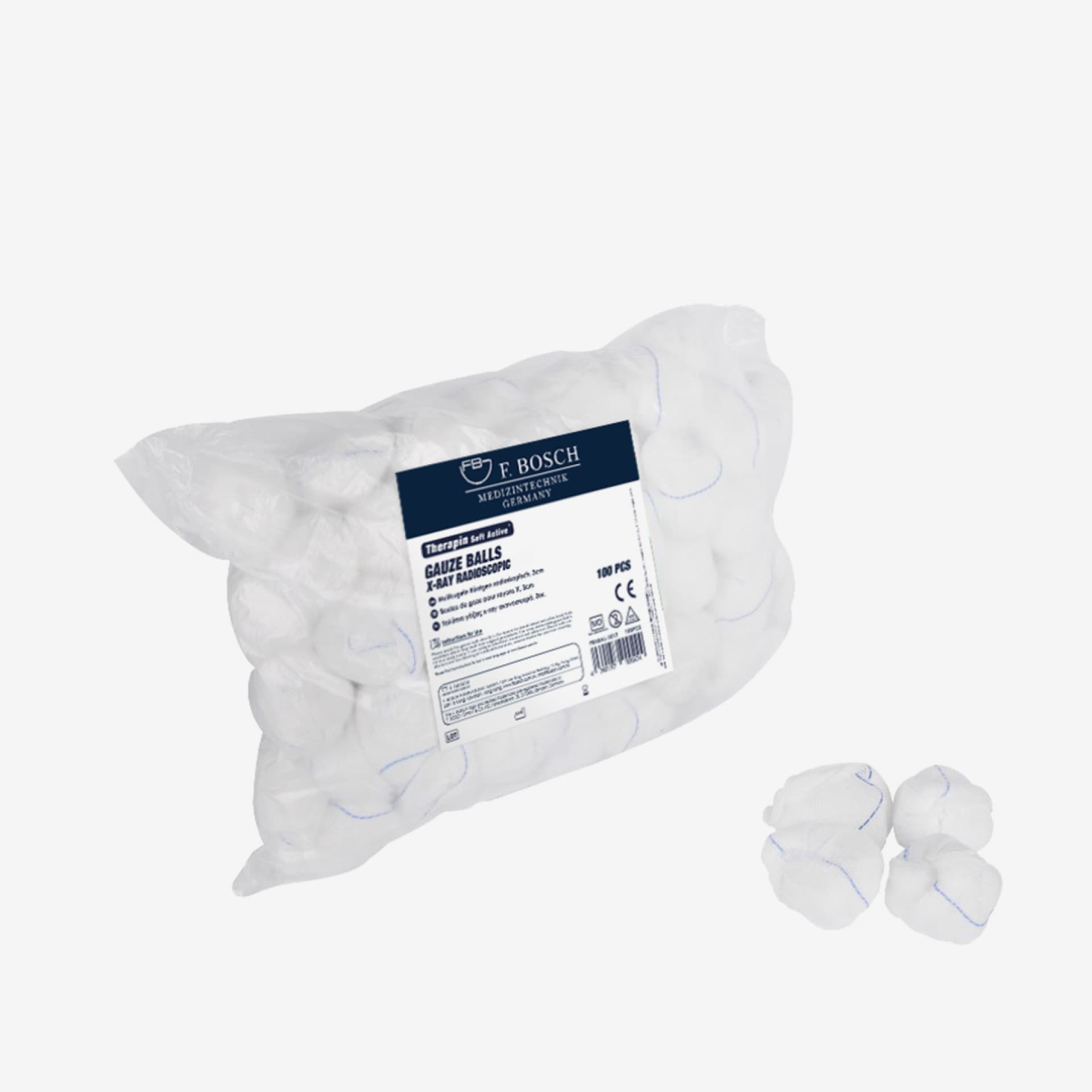 FBHEAL-1017: F. Bosch Therapin Soft Active® Gauze Balls, X-Ray radioscopic, 3cm