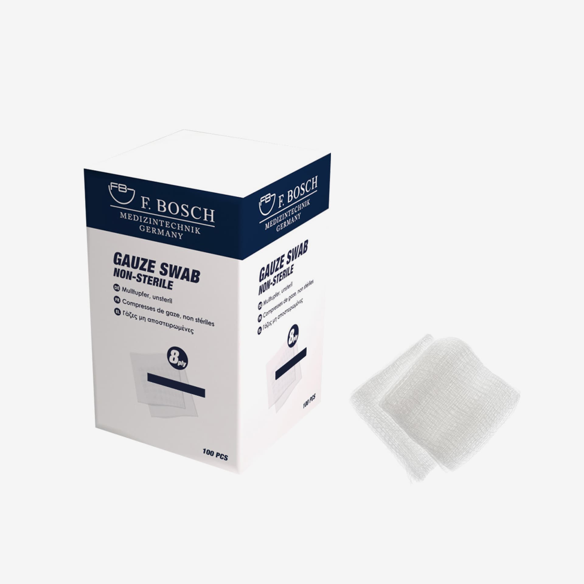 FBHEAL-1031: F. Bosch Gauze Swab non-sterile, 7.5cmx7.5cm-8ply