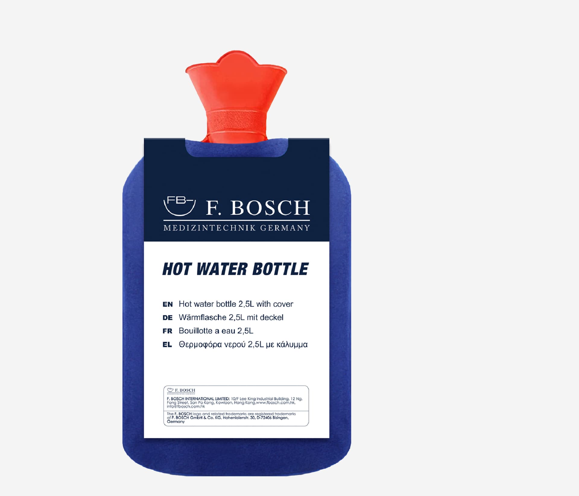 FBWELN-1001: F. Bosch Hot Water Bottle 2.5L with cover (40pcs/ctn)