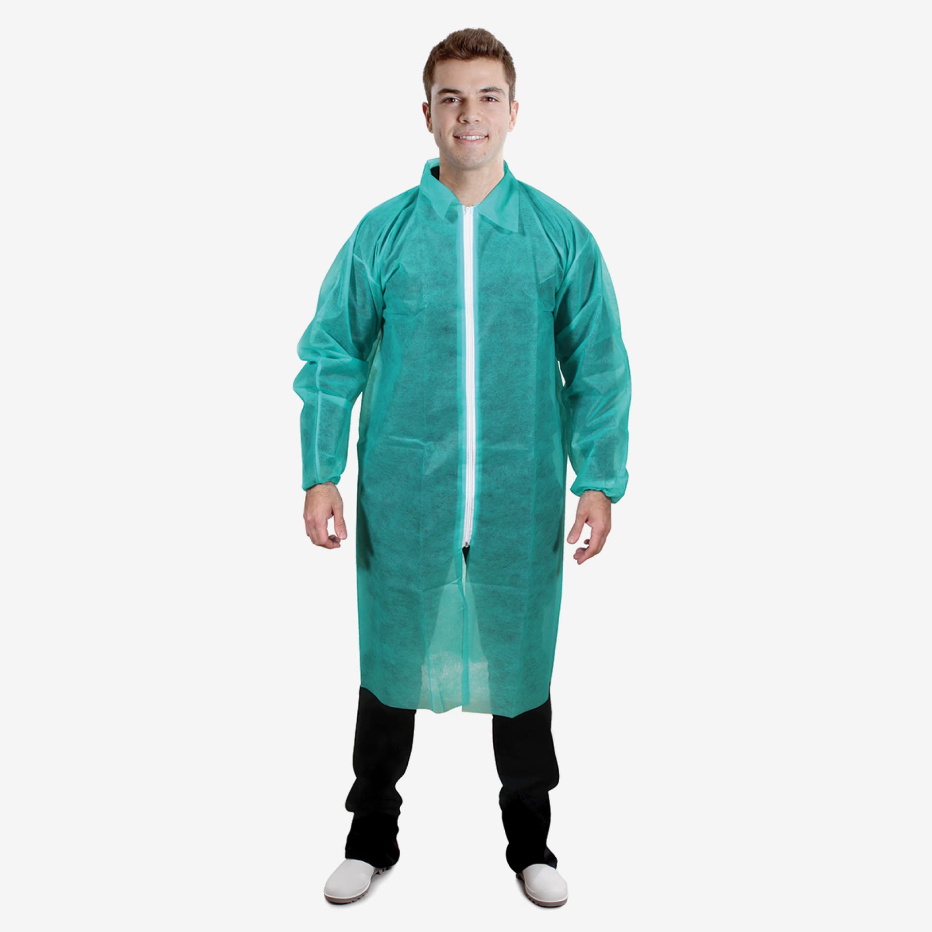 PRCL-1123: F. Bosch Visitor Coat Non-Woven, with zipper, Green, 77x120cm, 3XL size
