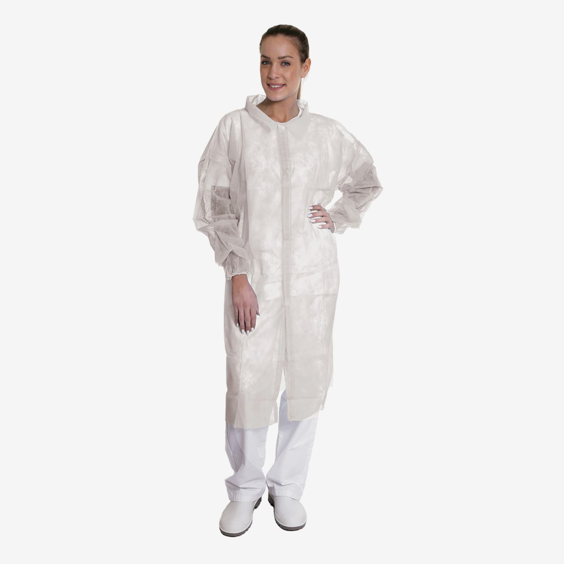 PRCL-1083: F. Bosch Visitor Kit PE, White (Visitor Coat, Bouffant Cap, Facemask, Overshoe)